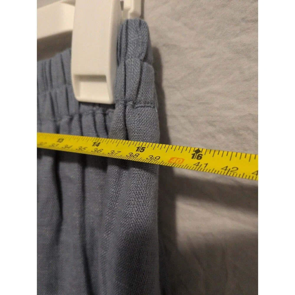 Lintico Fenla Linen Skirt Small Womens Haze Blue Lace Trim Pocket Cottagecore